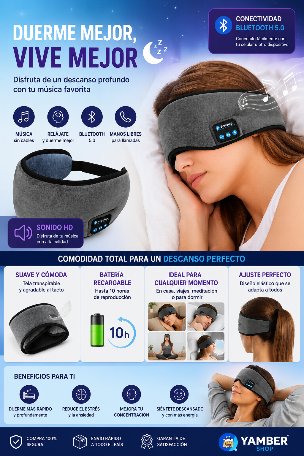Antifaz Inalámbrico con Bluetooth